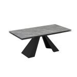 Tavolo allungabile Monza con top in ceramica effetto marmo grigio e gambe nere