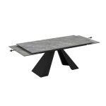Tavolo allungabile Monza con top in ceramica effetto marmo grigio e gambe nere