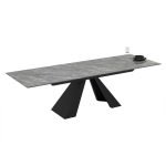 Tavolo allungabile Monza con top in ceramica effetto marmo grigio e gambe nere