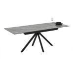 Tavolo allungabile Perla con piano in ceramica effetto marmo grigio e gambe in metallo nero