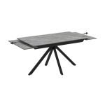 Tavolo allungabile Perla con piano in ceramica effetto marmo grigio e gambe in metallo nero