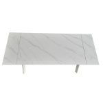 Tavolo allungabile Presena in ceramica colore bianco effetto marmo lucido e gambe metallo bianche