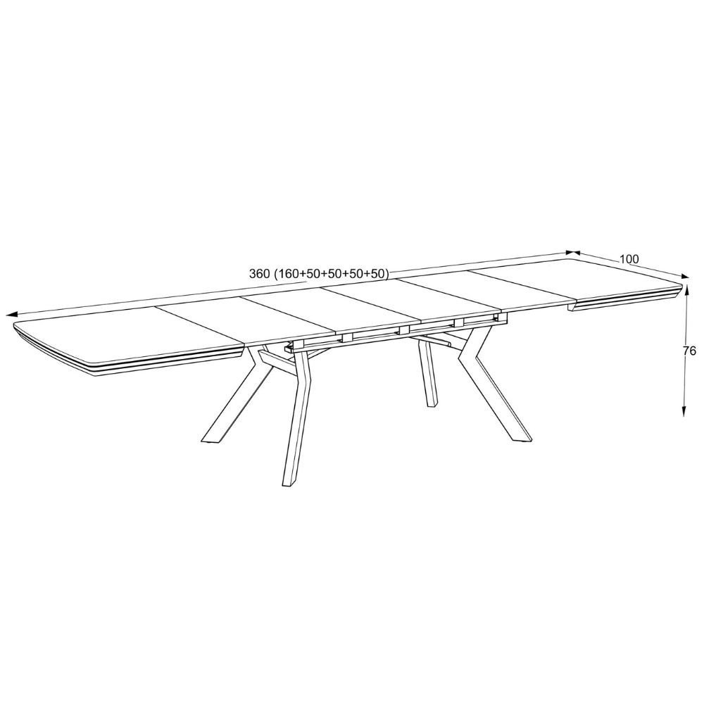 Tavolo allungabile Robat piano effetto marmo ardesia opaco 160x100x76 H cm.
