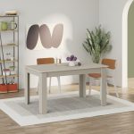 Tavolo allungabile Tolmen cashmere 140x80 allungabile a 190 cm.