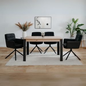 Tavolo allungabile Tolosa 80B colore rovere e gambe nere 150x75x80 cm.