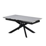 Tavolo allungabile Trivia con piano in ceramica effetto larice e gambe in metallo nero