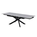Tavolo allungabile Trivia con piano in ceramica effetto larice e gambe in metallo nero