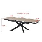 Tavolo allungabile Trivia con piano in ceramica effetto larice e gambe in metallo nero