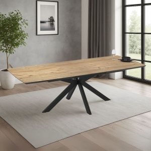 Tavolo allungabile Verano con piano rovere e gambe nere