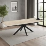 Tavolo allungabile Verano con piano travertino e gambe nere