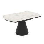 Tavolo allungabile Yandan con piano effetto marmo bianco opaco con gamba nera