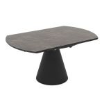 Tavolo allungabile Yandan con piano effetto marmo brown lucido con gamba nera