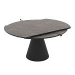 Tavolo allungabile Yandan con piano effetto marmo brown lucido con gamba nera