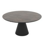 Tavolo allungabile Yandan con piano effetto marmo brown lucido con gamba nera
