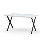 Tavolo fisso Brayn con piano bianco e piedi in ferro nero