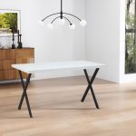 Tavolo fisso Brayn con piano bianco e piedi in ferro nero