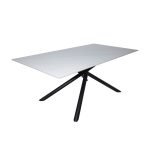 Tavolo fisso Corveo con piano effetto marmo bianco e struttura in metallo nero