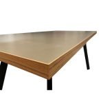 Tavolo fisso Marburg 160x80 con piano cacao e bordo legno e struttura in acciaio antracite