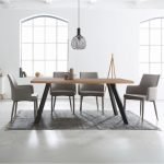 Tavolo fisso Marburg 160x80 con piano cacao e bordo legno e struttura in acciaio antracite