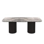 Tavolo fisso Oslo con piano effetto marmo nero arabesque e struttura in legno nero