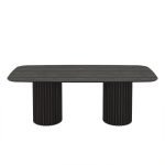 Tavolo fisso Oslo con piano in larice grigio e struttura in legno nero