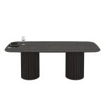 Tavolo fisso Oslo con piano in larice grigio e struttura in legno nero