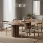 Tavolo fisso Oslo con piano noce e struttura in legno e nero