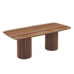 Tavolo fisso Oslo con piano noce e struttura in legno e nero