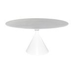 Tavolo fisso Punto con piano effetto marmo bianco D150xH76 cm.