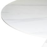 Tavolo fisso Punto con piano effetto marmo bianco D150xH76 cm.