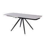 Tavolo girevole allungabile Kitti con piano in ceramica larice beige e gambe in metallo nero