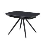 Tavolo girevole allungabile Kitti con piano in ceramica nero opaco e gambe in metallo nero