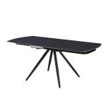 Tavolo girevole allungabile Kitti con piano in ceramica nero opaco e gambe in metallo nero