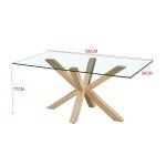 Tavolo in vetro temperato Beia con gambe in legno