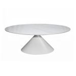 Tavolo ovale fisso Punto con piano effetto marmo bianco 200x100xH76 cm.