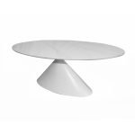 Tavolo ovale fisso Punto con piano effetto marmo bianco 200x100xH76 cm.