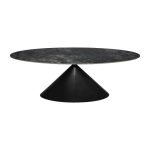 Tavolo ovale fisso Punto con piano effetto marmo nero 200x100xH76 cm.