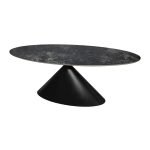 Tavolo ovale fisso Punto con piano effetto marmo nero 200x100xH76 cm.