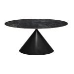 Tavolo ovale fisso Punto con piano effetto marmo nero 200x100xH76 cm.