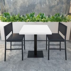 Tavolo quadrato Key 80x80 base nera e piano bianco