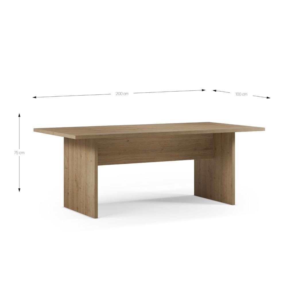 Tavolo rettangolare fisso Loana in rovere cadiz 200x100x75 H cm.