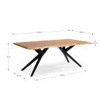 Tavolo rettangolare fisso Mudri con piano in legno massiccio acacia e gambe in metallo nero