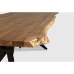 Tavolo rettangolare fisso Mudri con piano in legno massiccio acacia e gambe in metallo nero