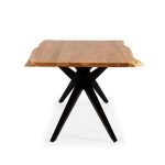 Tavolo rettangolare fisso Mudri con piano in legno massiccio acacia e gambe in metallo nero