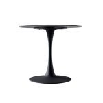 Tavolo rotondo Dot con piano in ceramica effetto marmo nero opaco con particolari oro e gamba nera