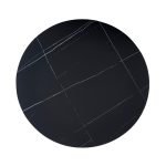 Tavolo rotondo Dot con piano in ceramica effetto marmo nero opaco con particolari oro e gamba nera