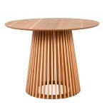 Tavolo rotondo Garle 81A con base cannettata in legno naturale