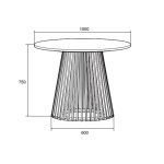 Tavolo rotondo Garle 81A con base cannettata in legno naturale