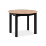 Tavolo rotondo allungabile Coburg 100 in piano quercia e struttura nera 100x76x100 cm.