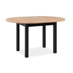 Tavolo rotondo allungabile Coburg 100 in piano quercia e struttura nera 100x76x100 cm.